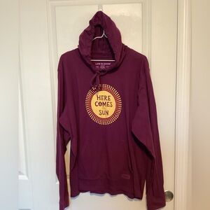 Life is Good Womens Hooded L/S Tee “Here Comes the Sun" Maroon Sz XXL - NWOt